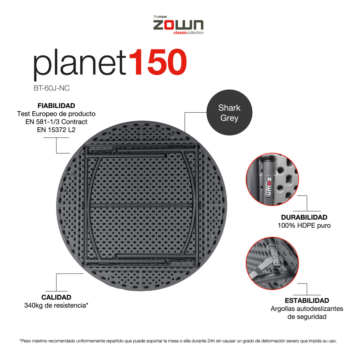 Mesa redonda Planet150 de 1.50mt Zown New Classic